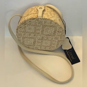 Cute Lionel Round Woven Cream Color Crossbody Bag